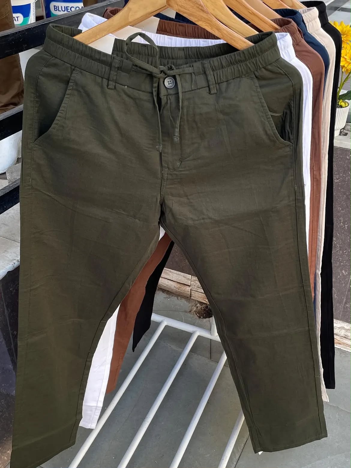 Men's Linen Pant Olive Green