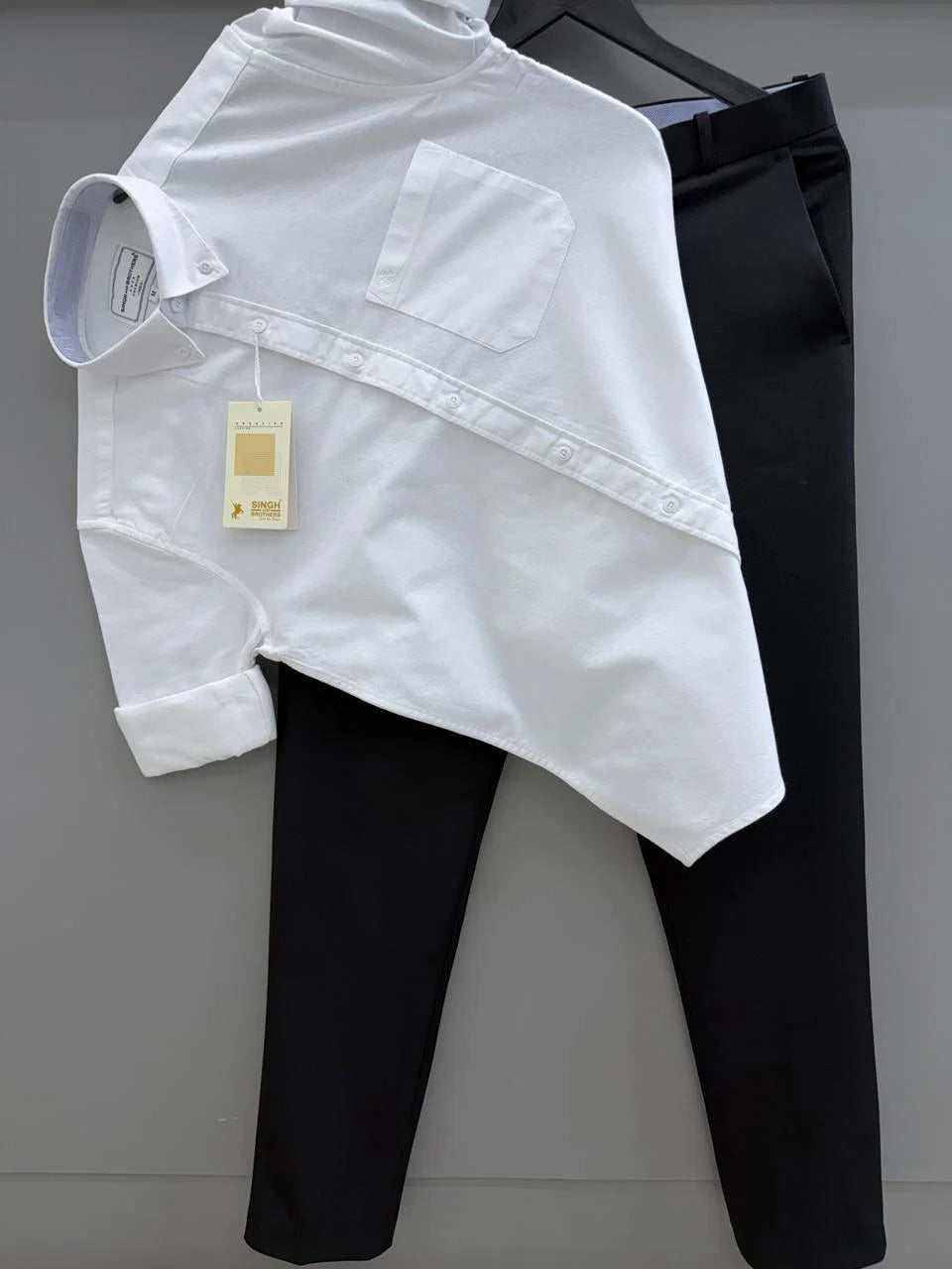 White Cotton Oxford Shirt With Black Formal Pant